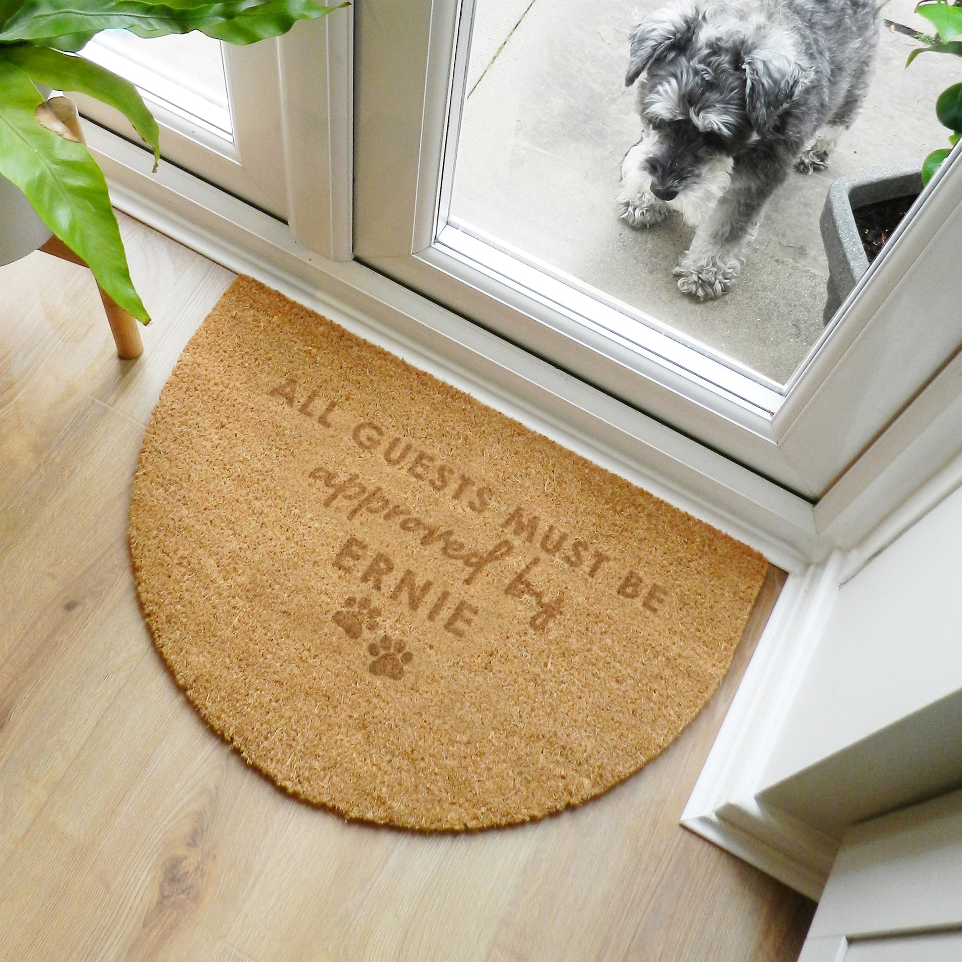 Personalised Approved By The Pet Half Moon Coir Doormat