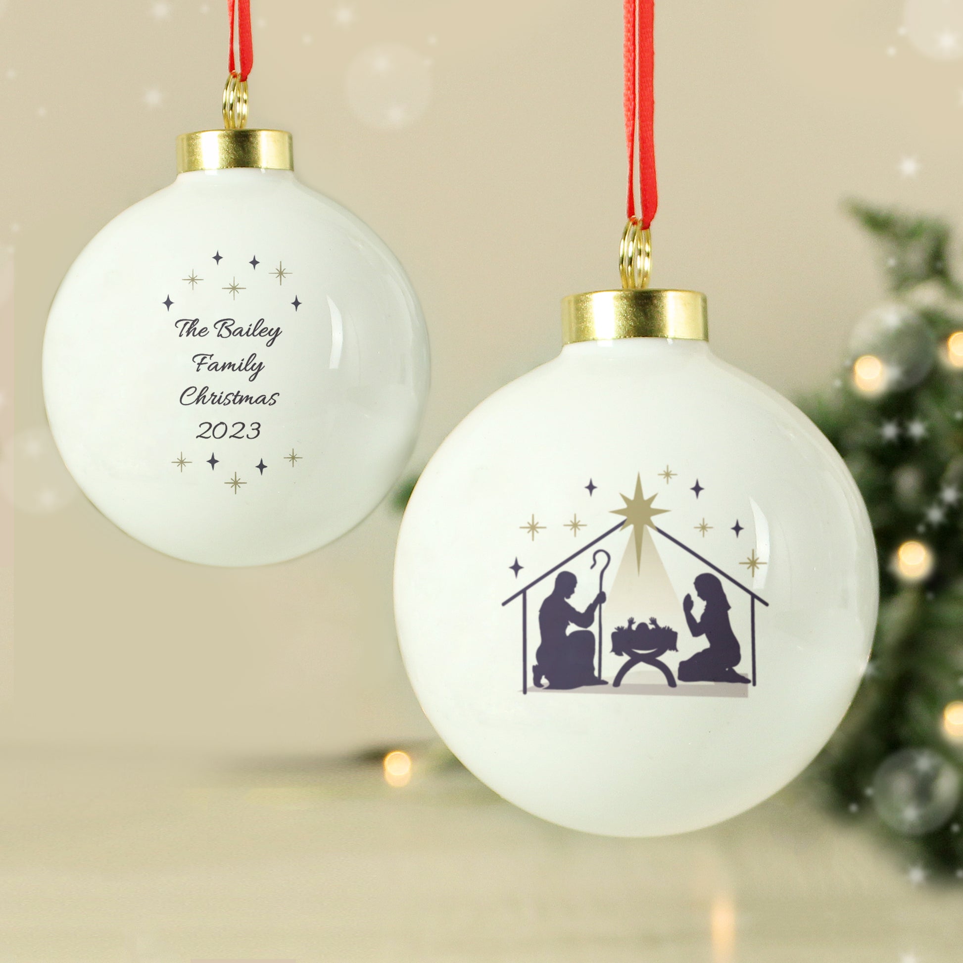 Personalised Nativity Christmas Bauble