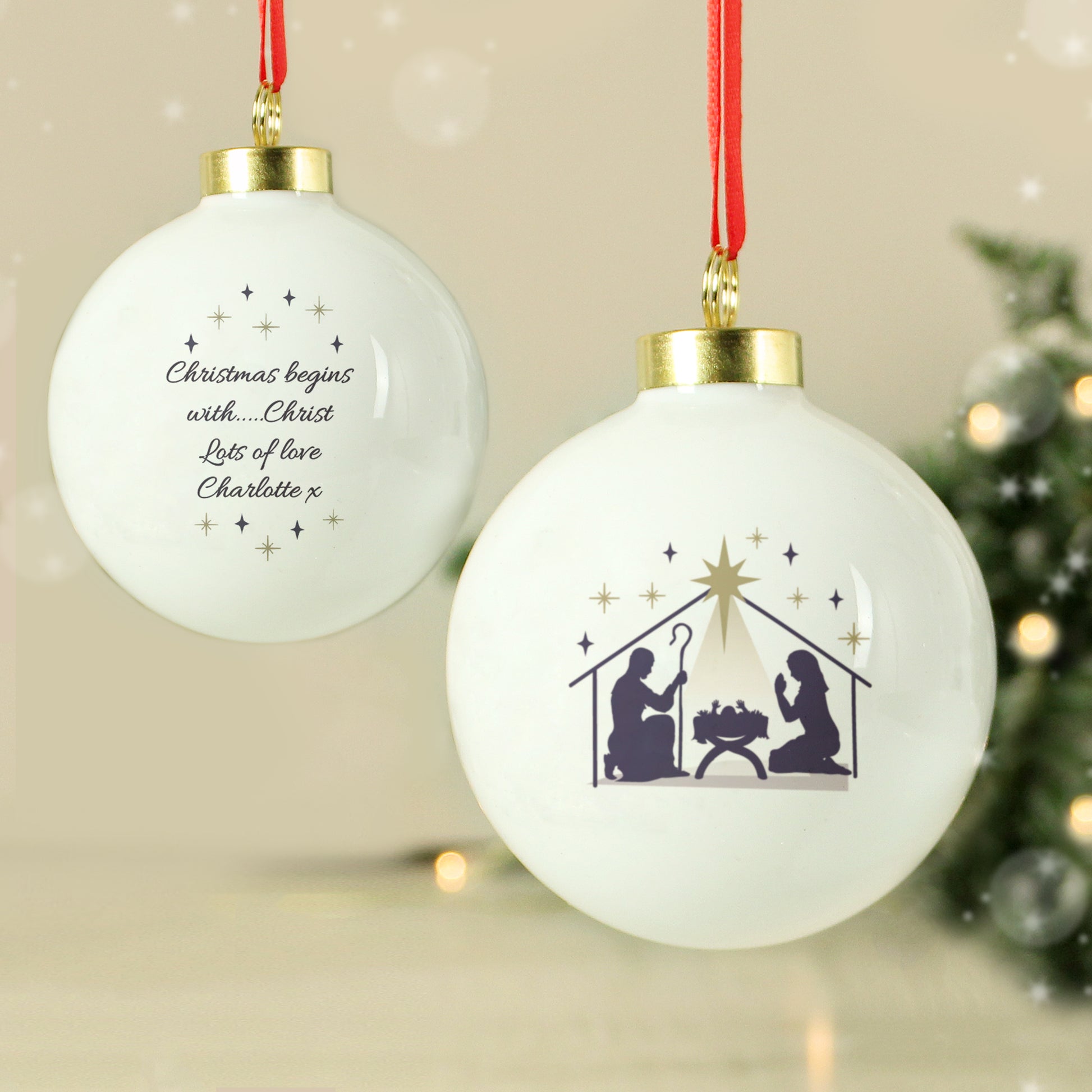 Personalised Nativity Christmas Bauble