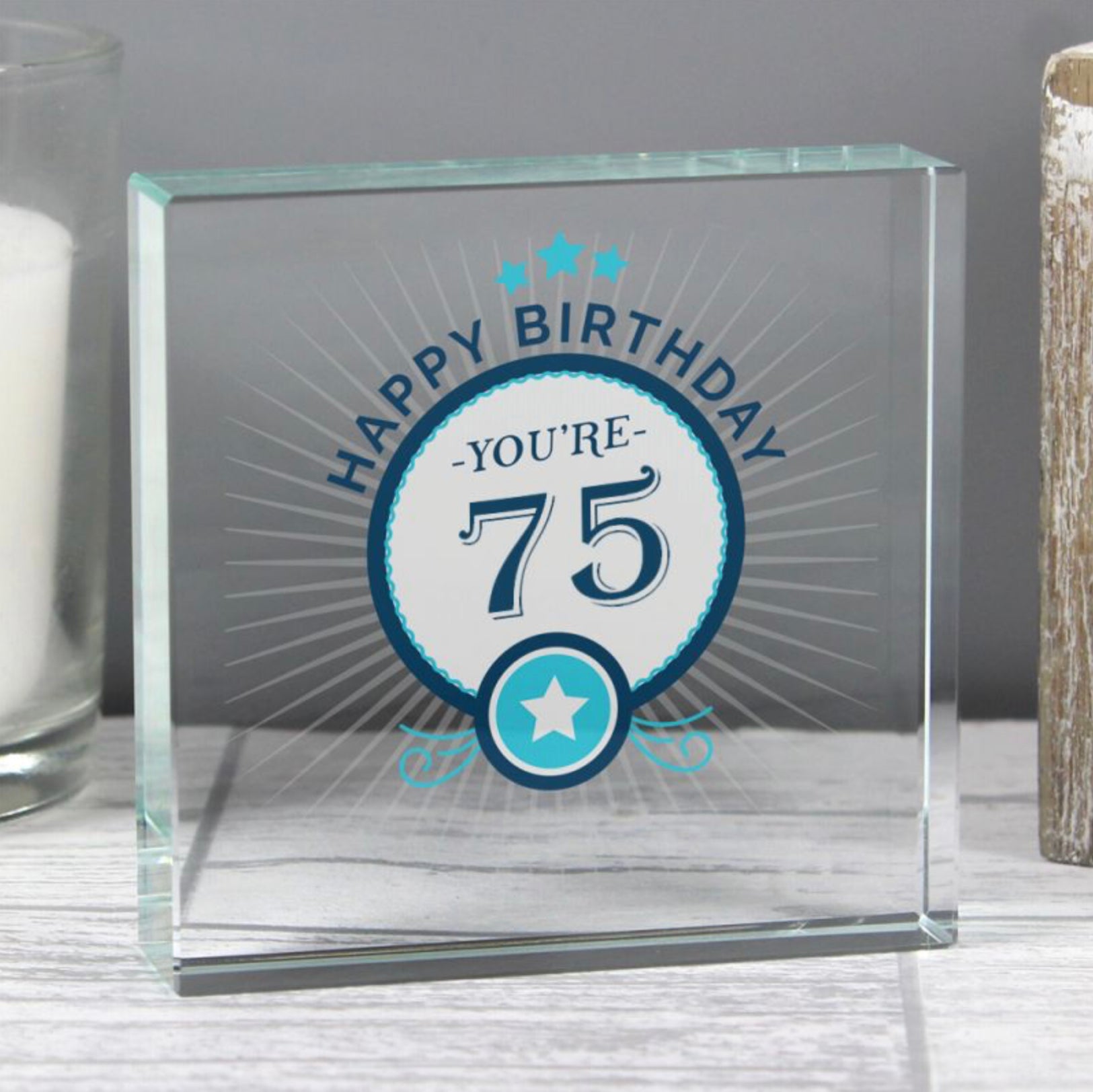 75th Birthday Crystal Token Keepsake - Gift Boxed