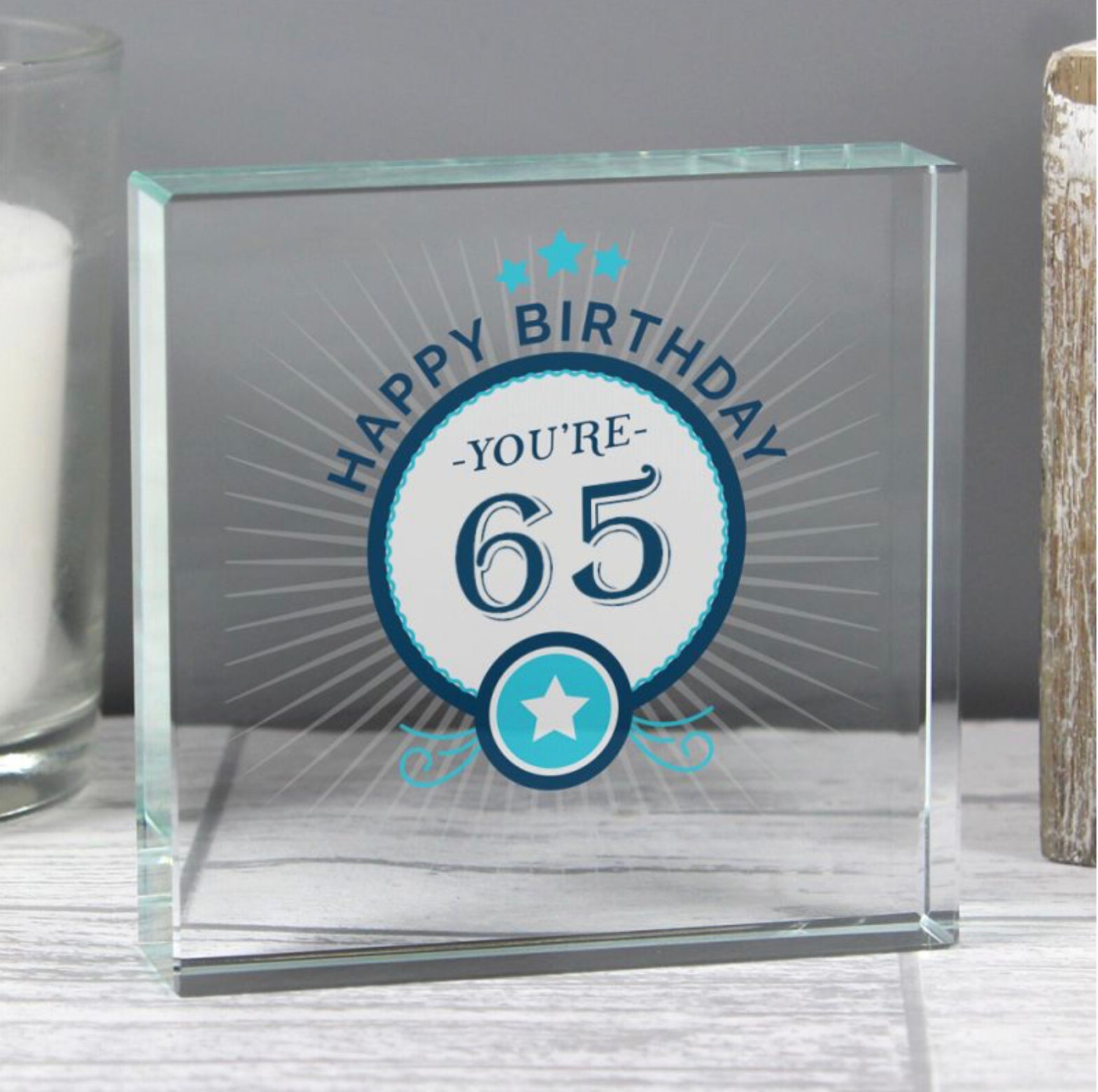 65th Birthday Crystal Token Keepsake - Gift Boxed