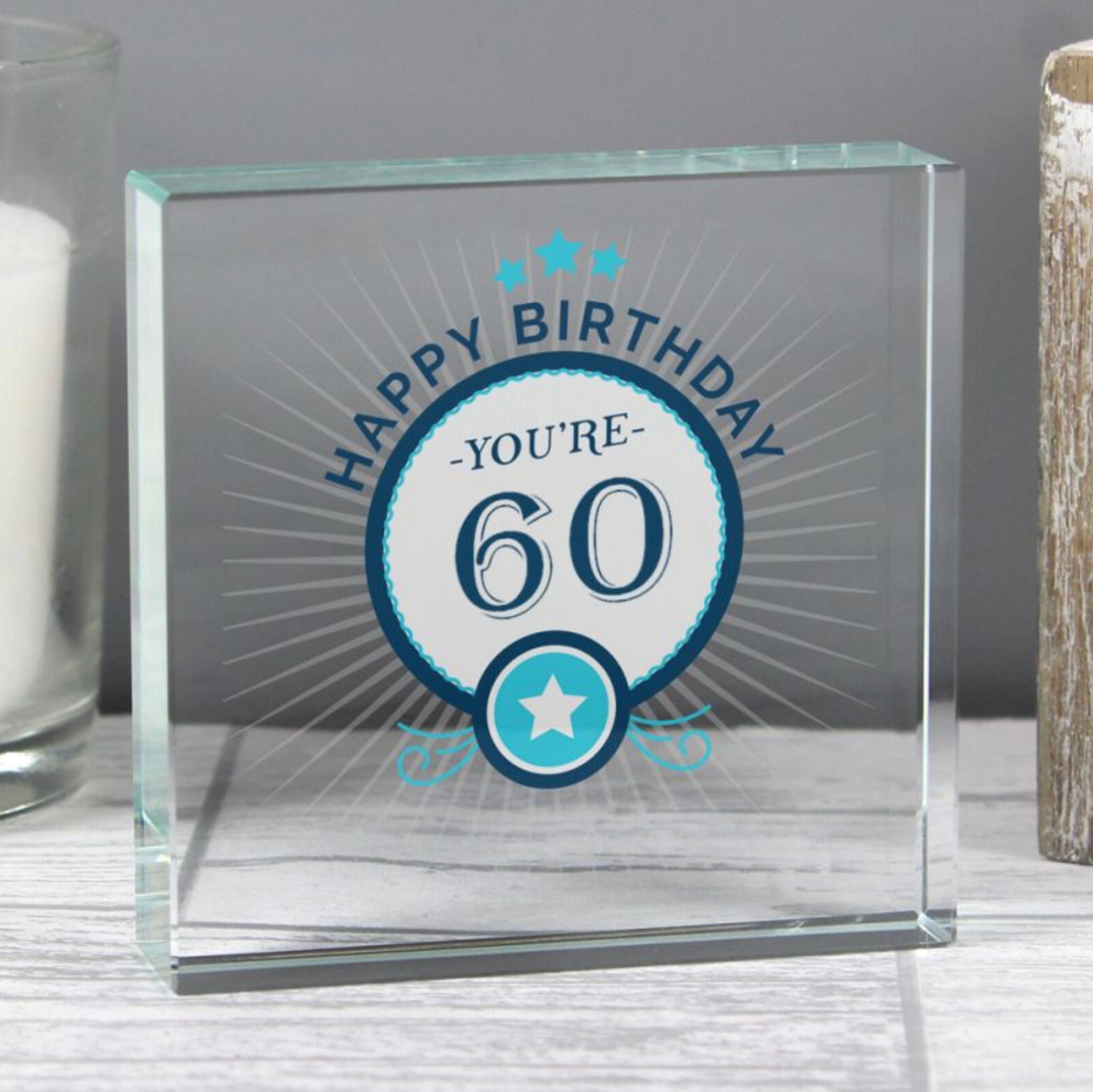 60th Birthday Crystal Token Keepsake - Gift Boxed