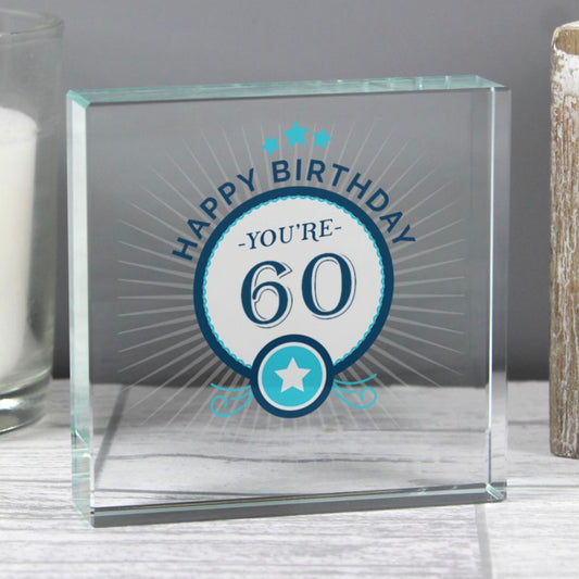 60th Birthday Crystal Token Keepsake - Gift Boxed