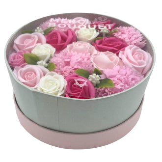 Soap Flower Bouquet Round Gift Box - Baby Blessings - Pinks