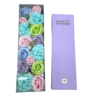 Exquisite Soap Flower Bouquet Long Gift Box - Baby Blessings - Blues