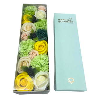 Exquisite Soap Flower Bouquet Long Gift Box - Spring Celibrations - Yellow & Greens