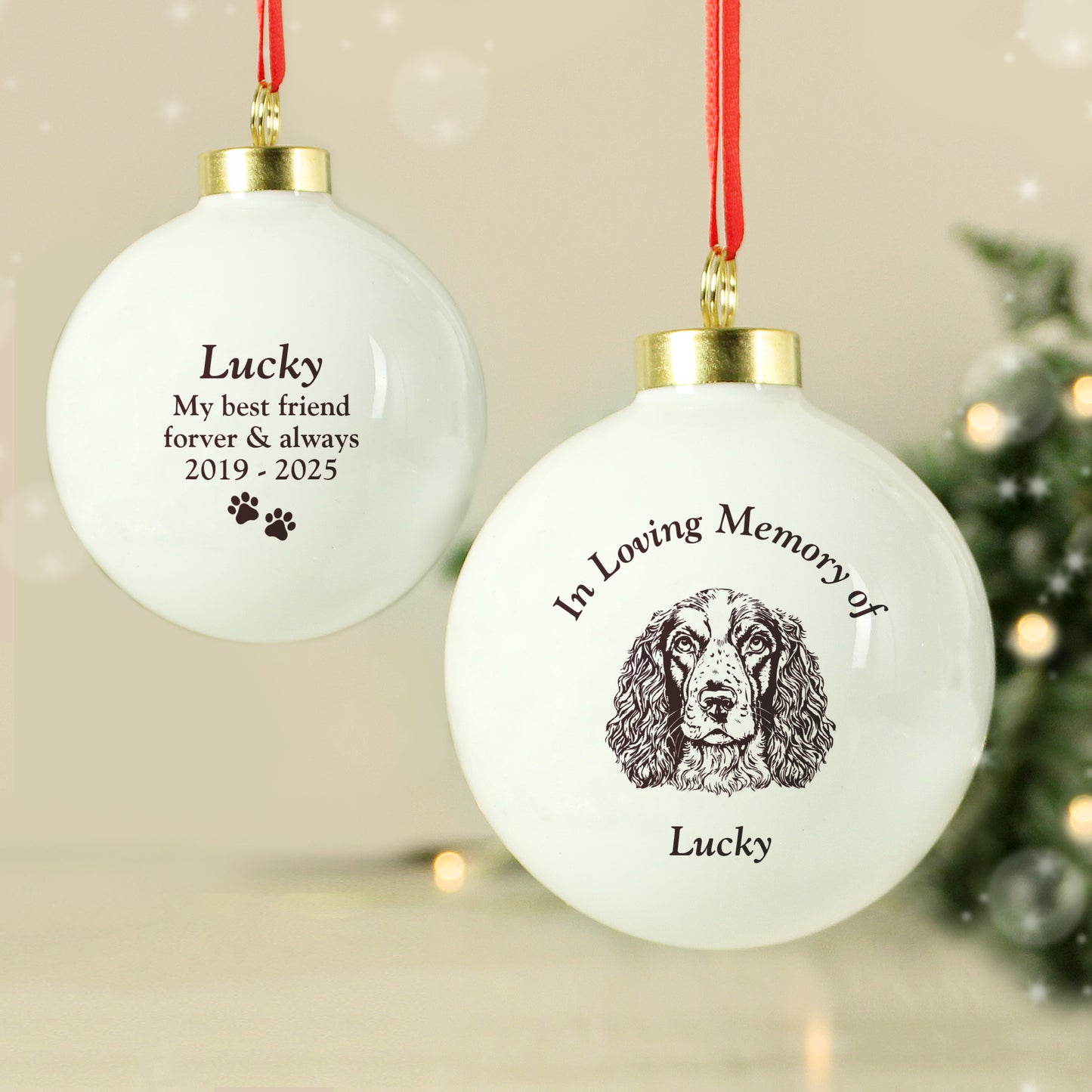 Personalised Dog Memorial Christmas Bauble