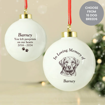 Personalised Dog Memorial Christmas Bauble