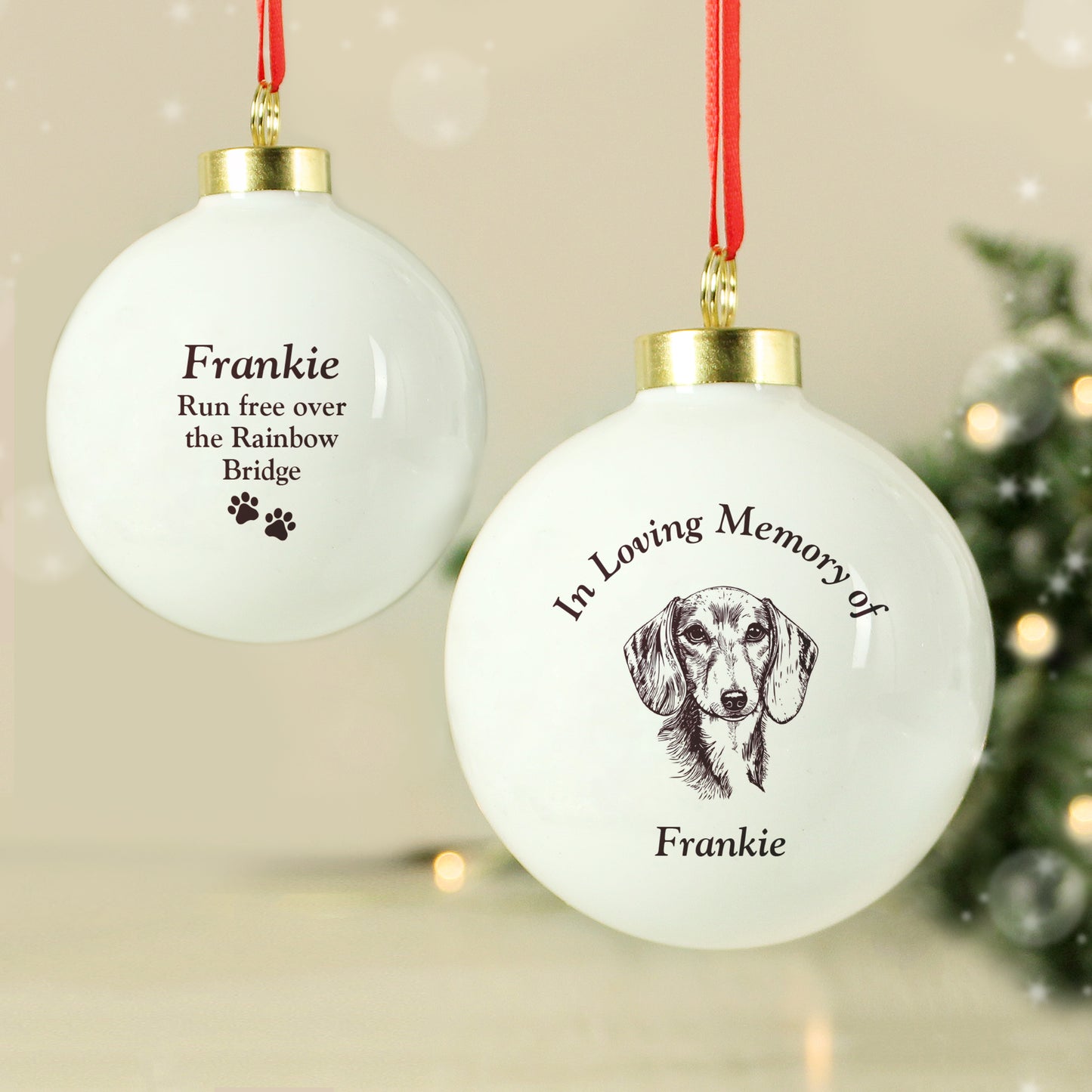 Personalised Dog Memorial Christmas Bauble