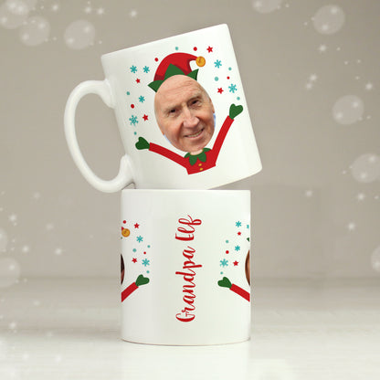 Personalised Photo Upload Christmas Elf Mug