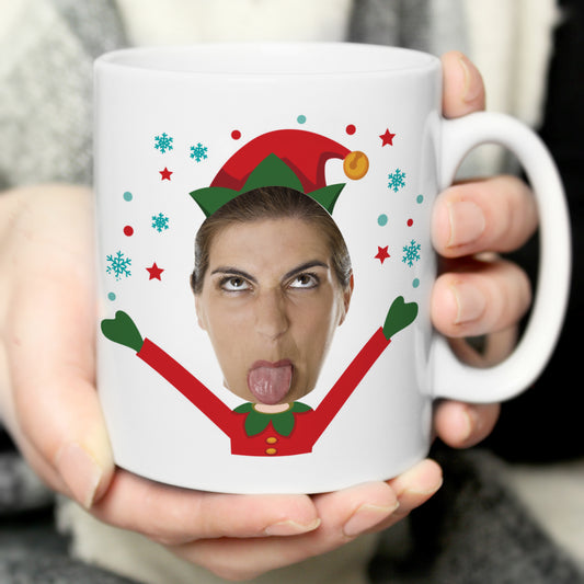 Personalised Photo Upload Christmas Elf Mug