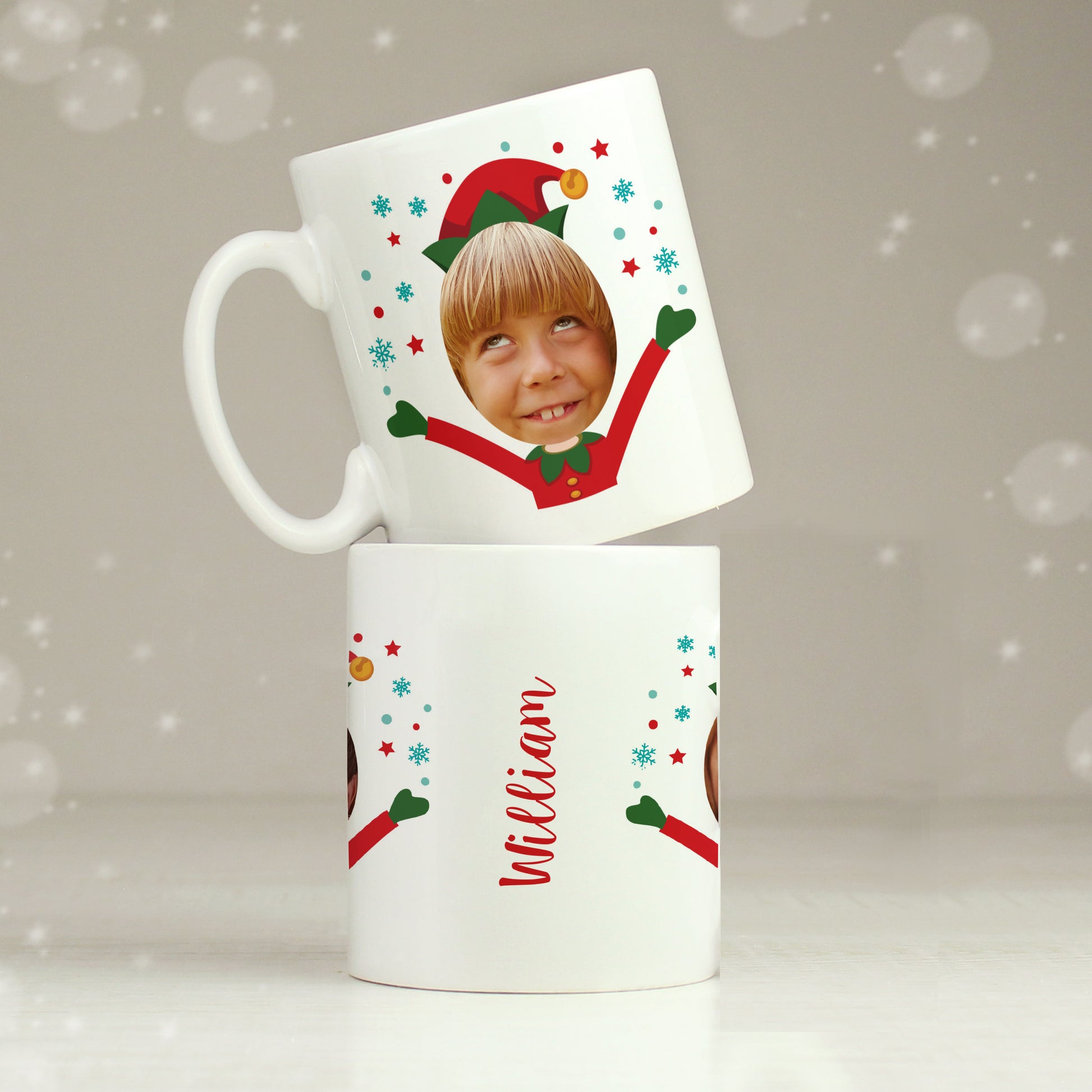 Personalised Photo Upload Christmas Elf Mug