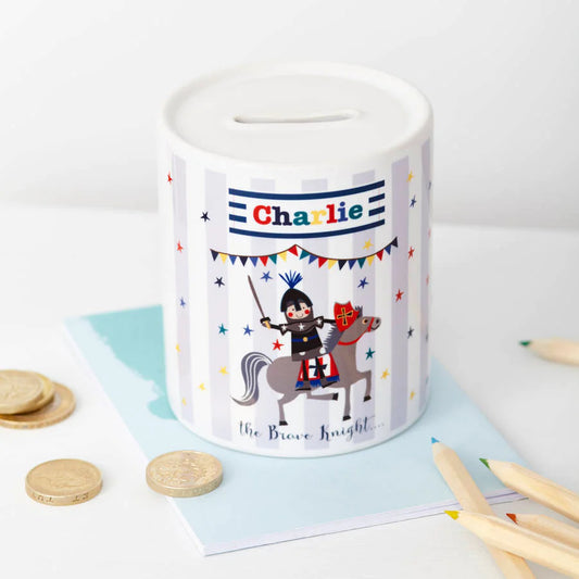 Personalised Children's Brave Knight Money Box