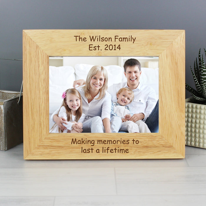 Personalised Custom Landscape Oak Finish Photo Frame - 5x7