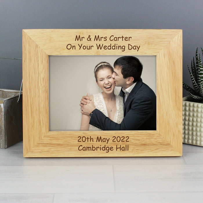 Personalised Custom Landscape Oak Finish Photo Frame - 5x7