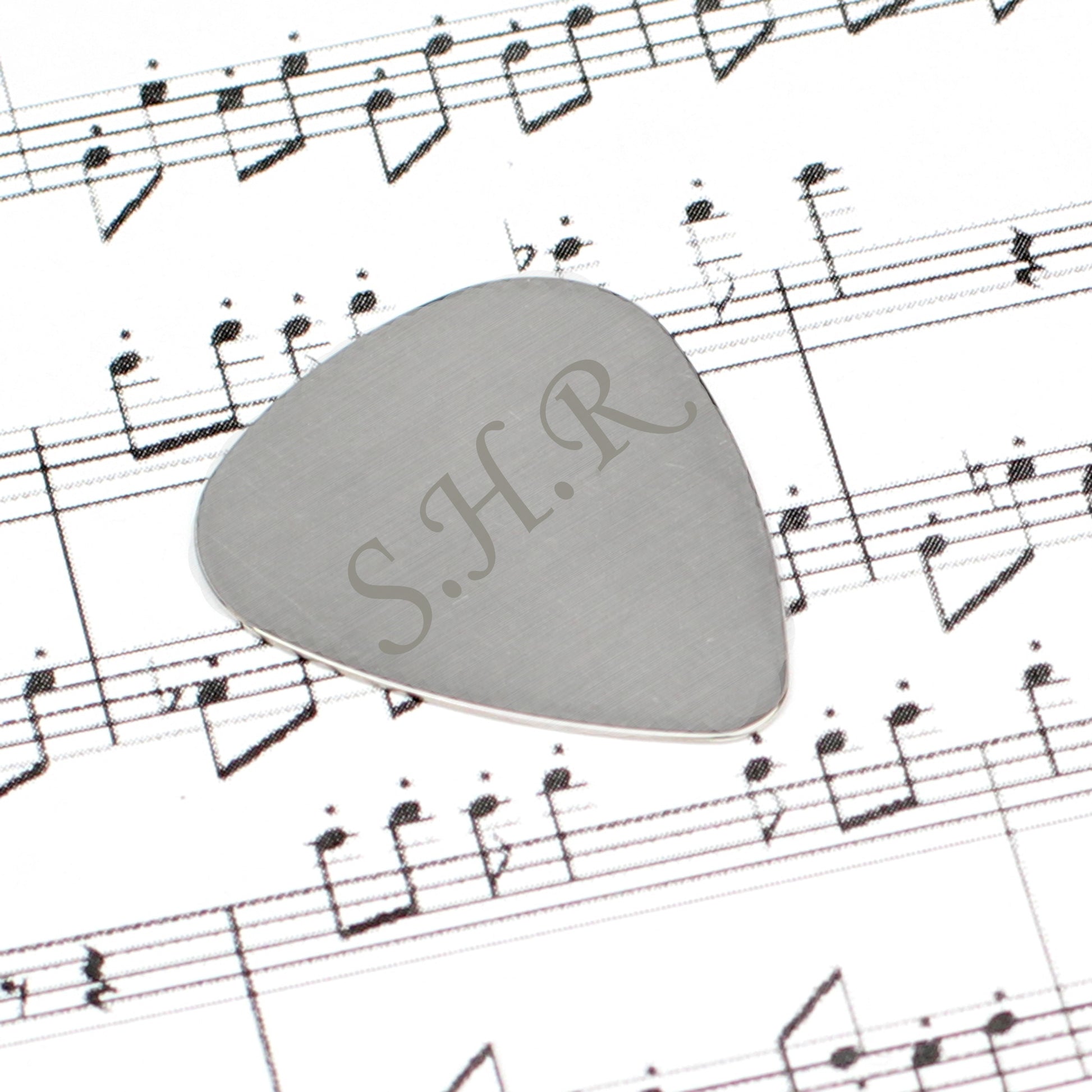 Personalised Initials Stainless Steel Silver Plectrum