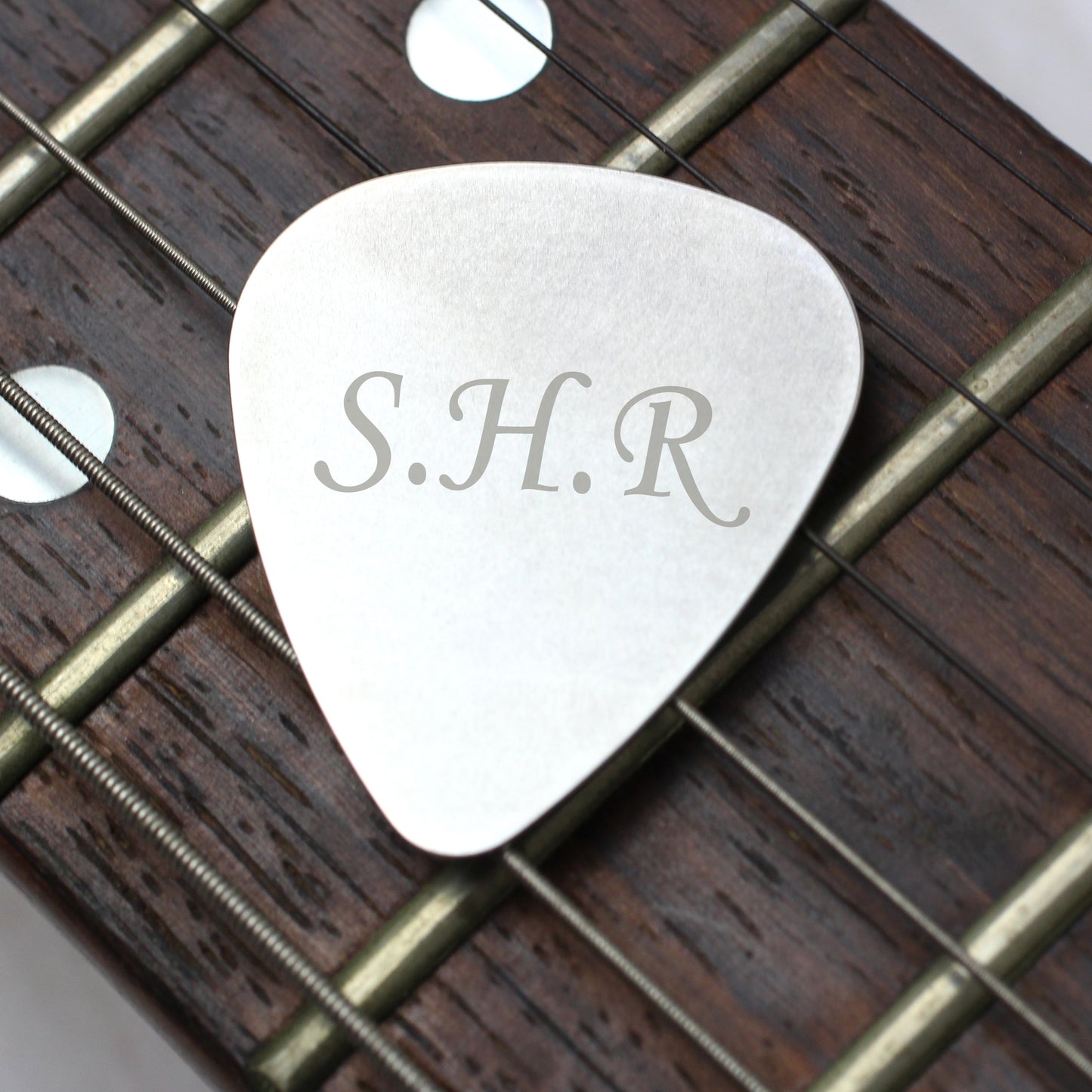 Personalised Initials Stainless Steel Silver Plectrum