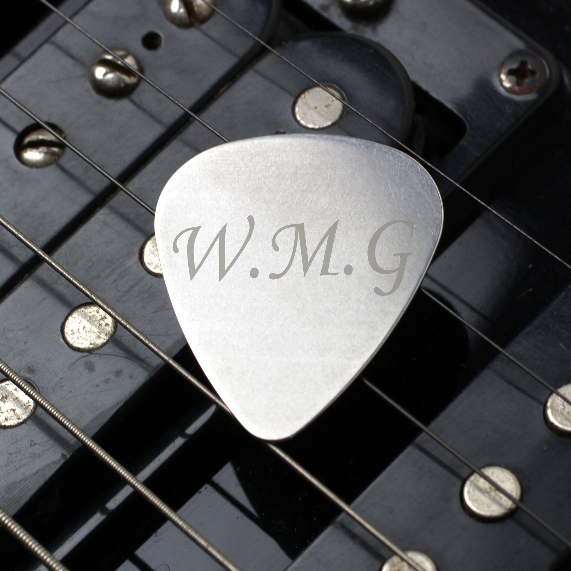 Personalised Initials Stainless Steel Silver Plectrum