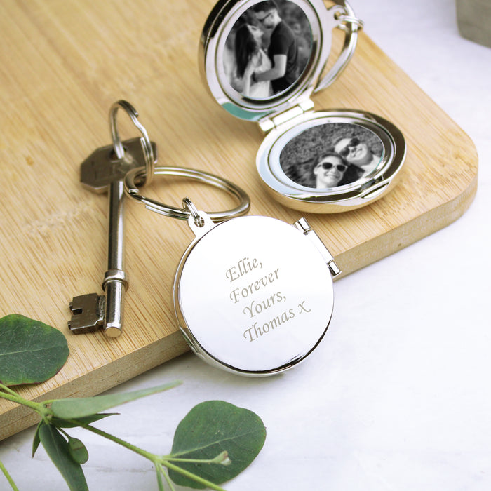 Personalised Round Photo Locket Keyring