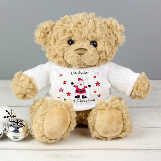 Personalised Spotty Santa Christmas Teddy Bear