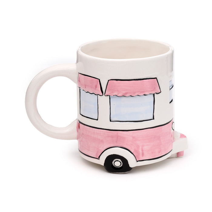 Caravan Ceramic Shaped Pink Mug