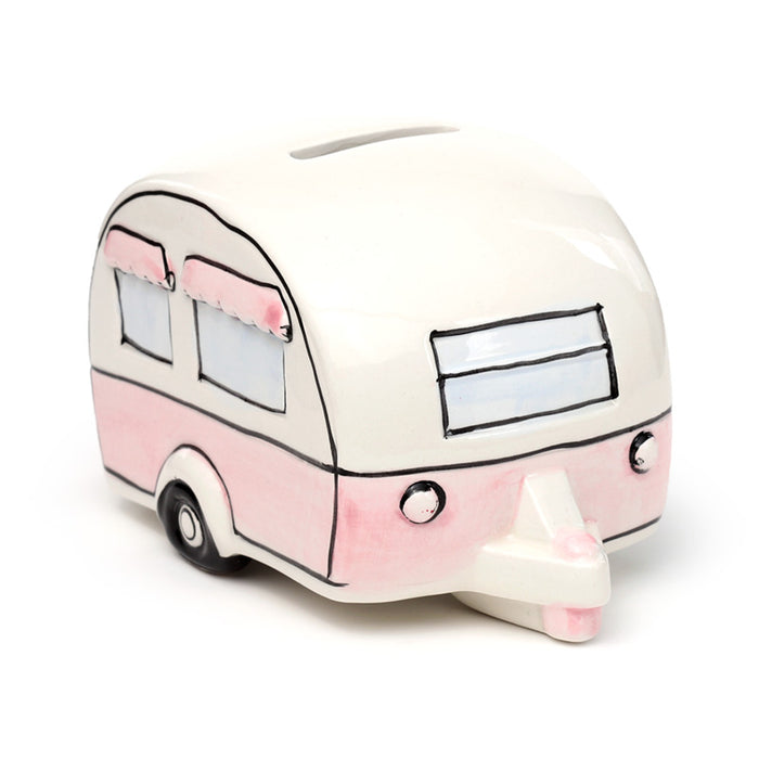 Caravan Shaped Ceramic Pink Money Box