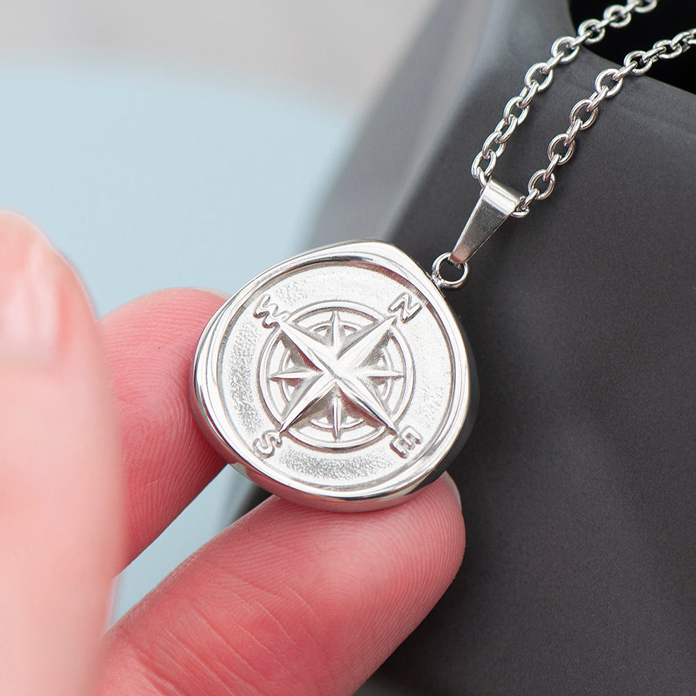 Personalised Compass Amulet Men's Necklace