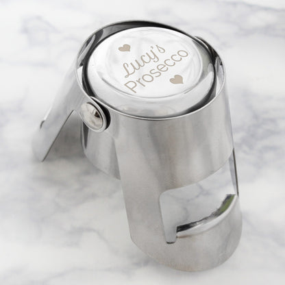 Personalised Heart Design Prosecco Bottle Stopper