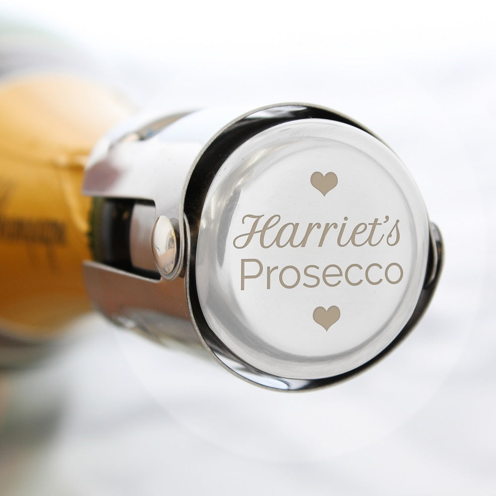 Personalised Heart Design Prosecco Bottle Stopper