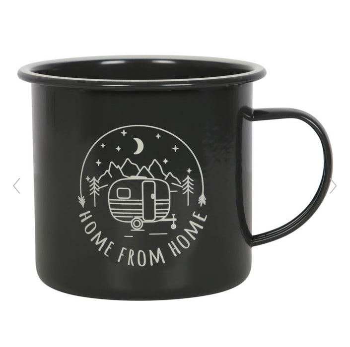 Home from Home Enamel Caravan Mug - Black