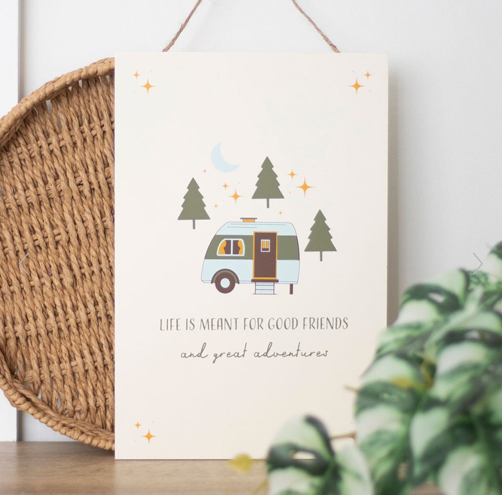 Good Friends and Great Adventures Caravan Hanging Sign