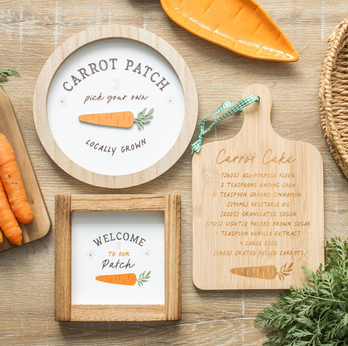 Welcome to Our Patch Carrot Design Wooden Frame Sign