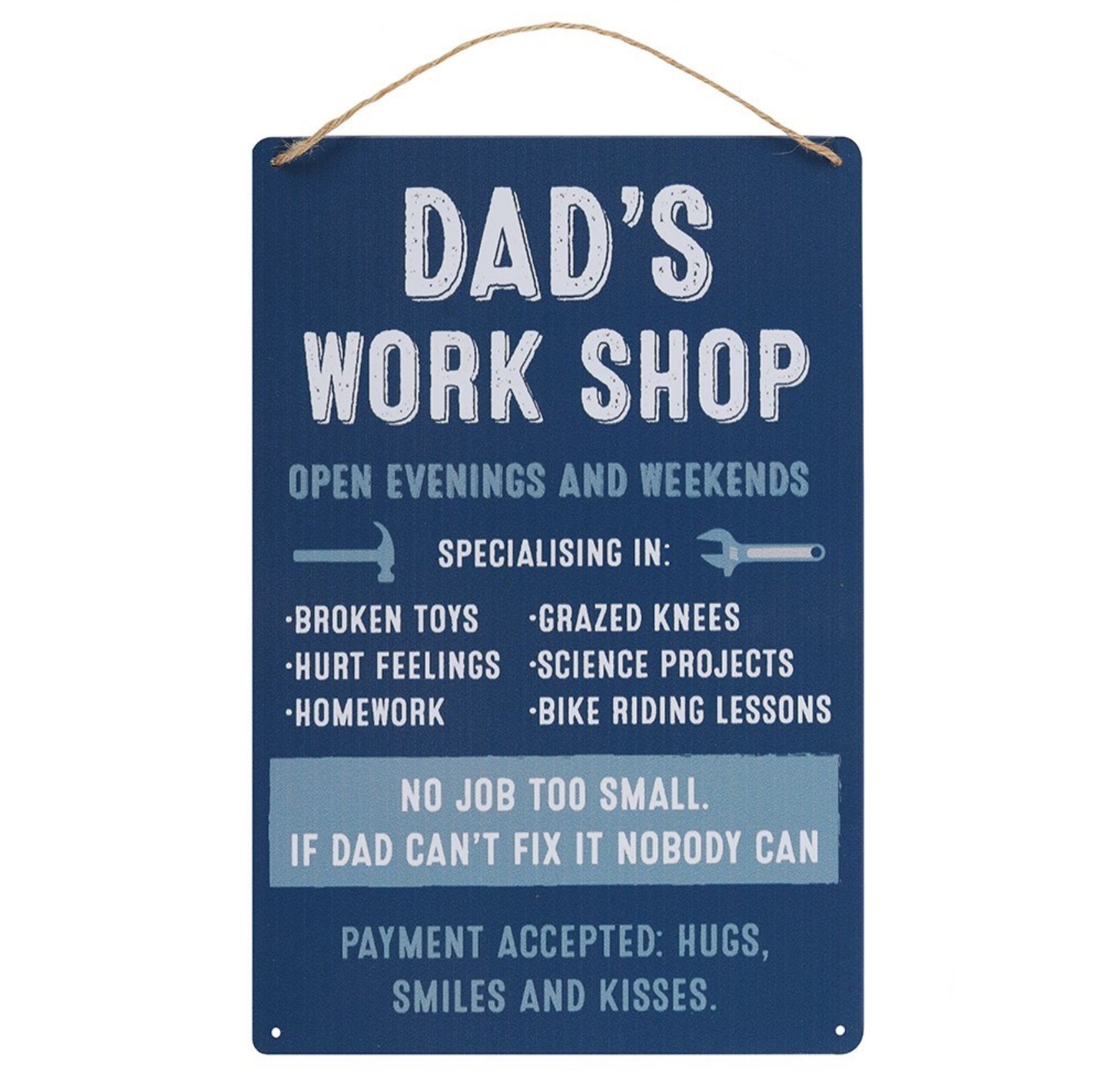 Dad's Workshop Hanging Metal Sign