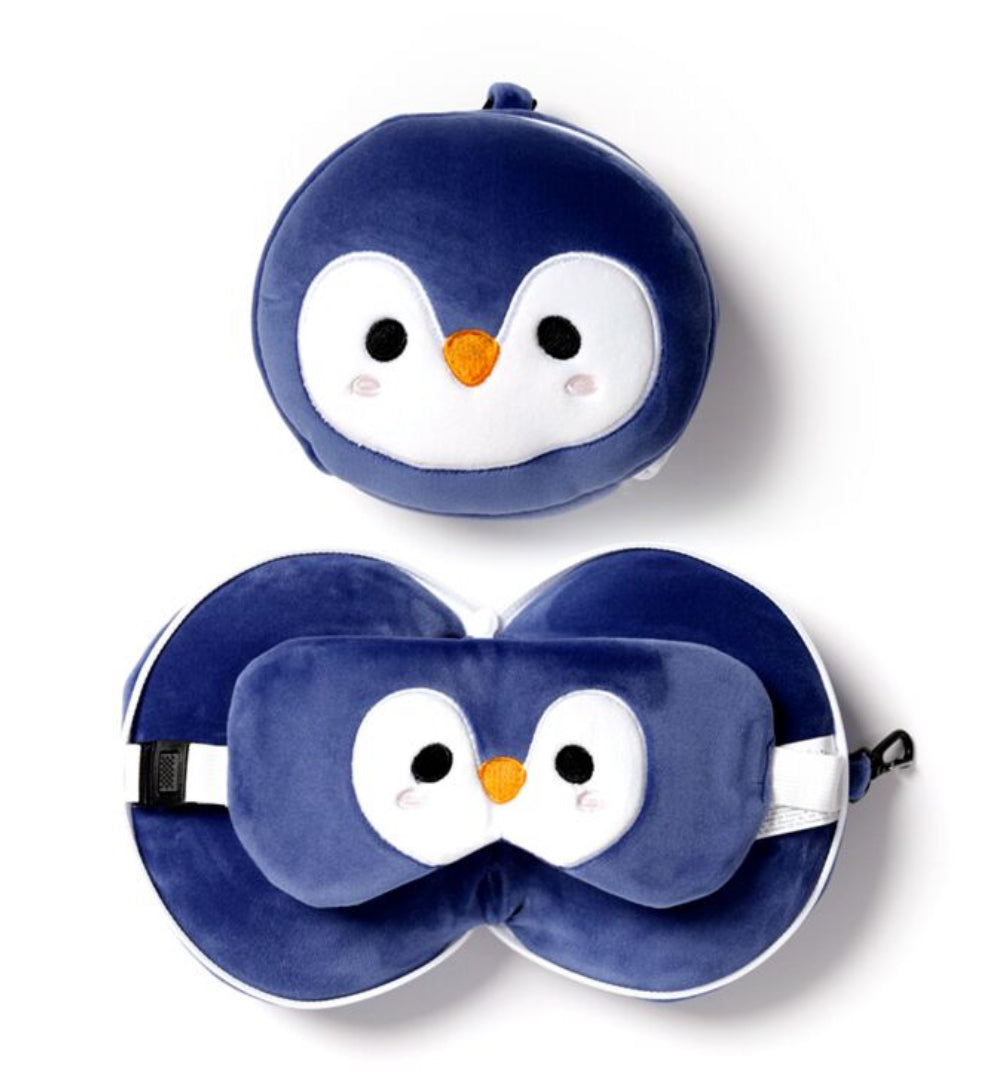 Relaxeazzz Penguin Plush Travel Pillow & Eye Mask