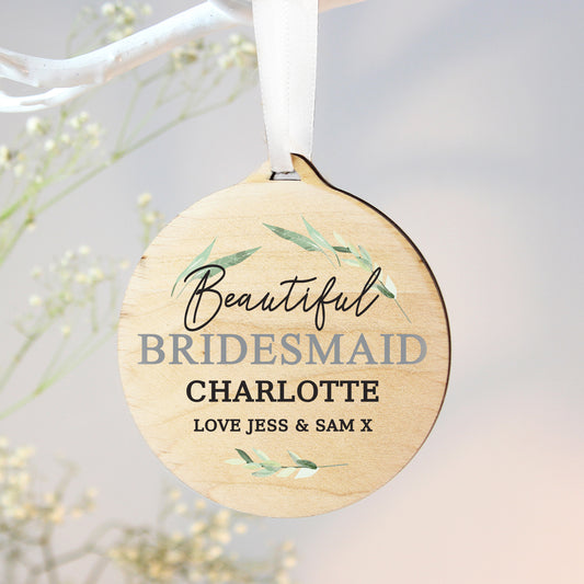 Personalised Beautiful Bridesmaid Bauble Decoration