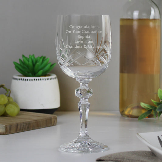 Personalised Engraved Cut Crystal Wine Glass