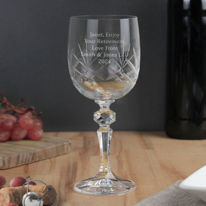 Personalised Engraved Cut Crystal Wine Glass