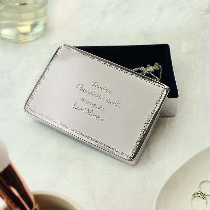 Personalised Engraved Rectangular Lined Jewellery Box