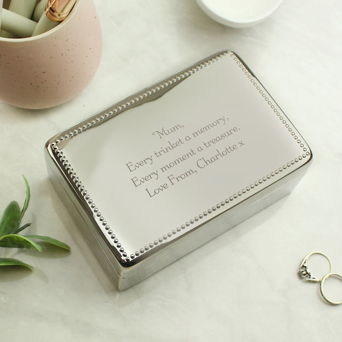 Personalised Engraved Rectangular Lined Jewellery Box