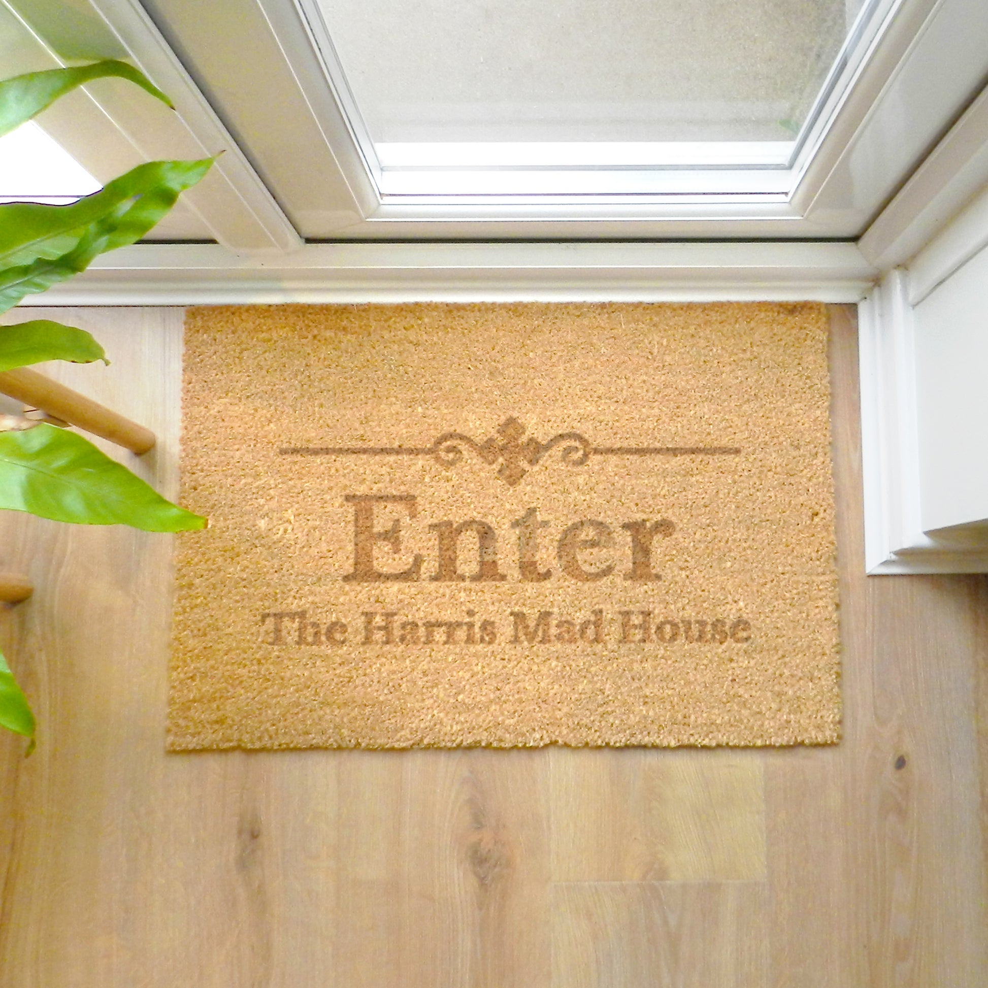 Personalised Ornate Rectangle Indoor Coir Doormat