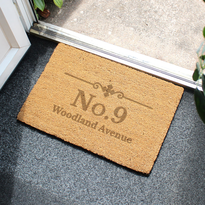 Personalised Ornate Rectangle Indoor Coir Doormat