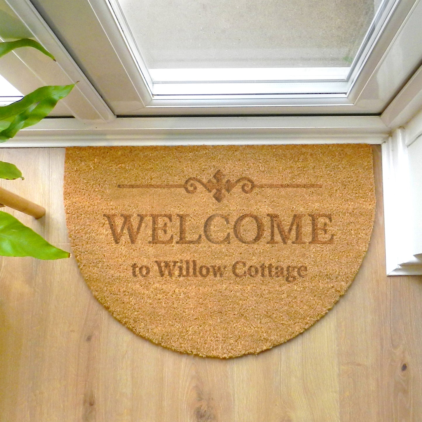 Personalised Ornate Half Moon Indoor Coir Doormat