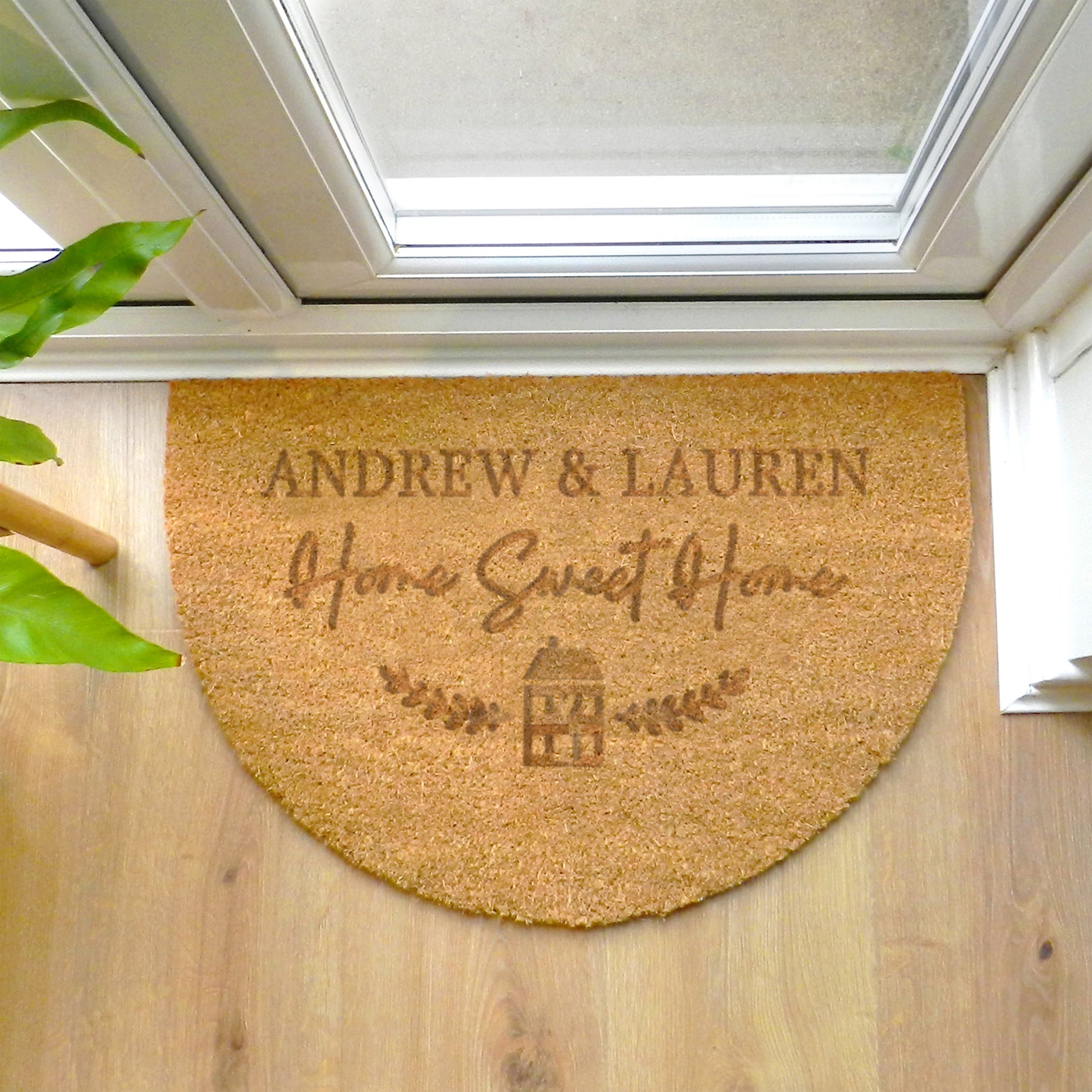 Personalised Home Sweet Home Half Moon Indoor Coir Doormat