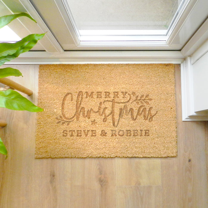 Personalised Christmas Rectangle Indoor Coir Doormat