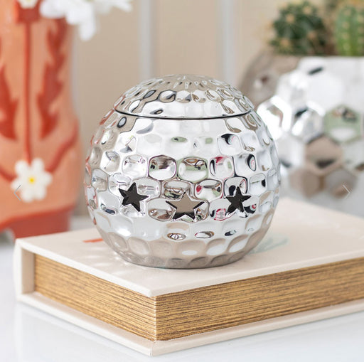 Silver Disco Ball Shaped Oil Burner