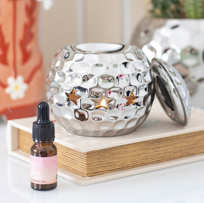 Silver Disco Ball Shaped Oil Burner