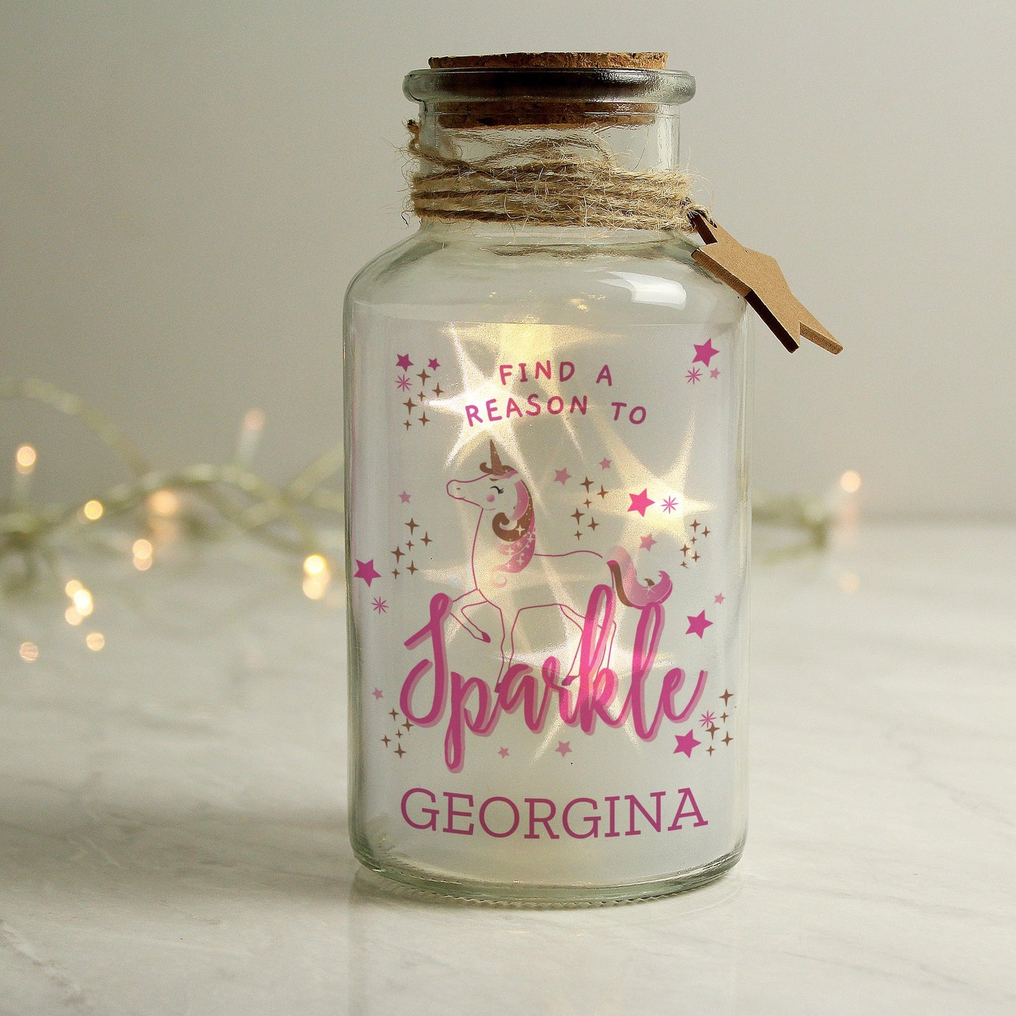 Personalised Unicorn LED Glass Jar