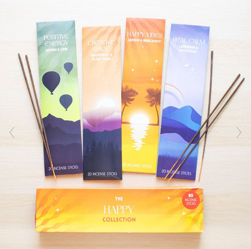 Happy Positive Energy Collection Incense Stick Set - Wellbeing Gift