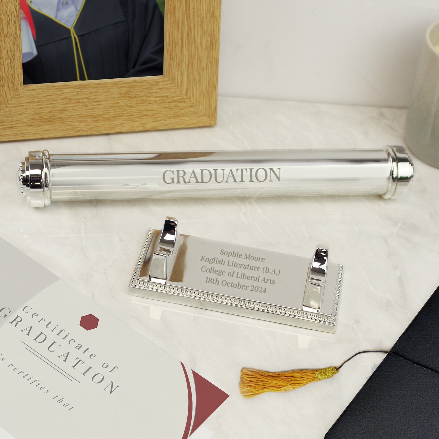 Personalised Engraved Silver Plated Certificate Holder