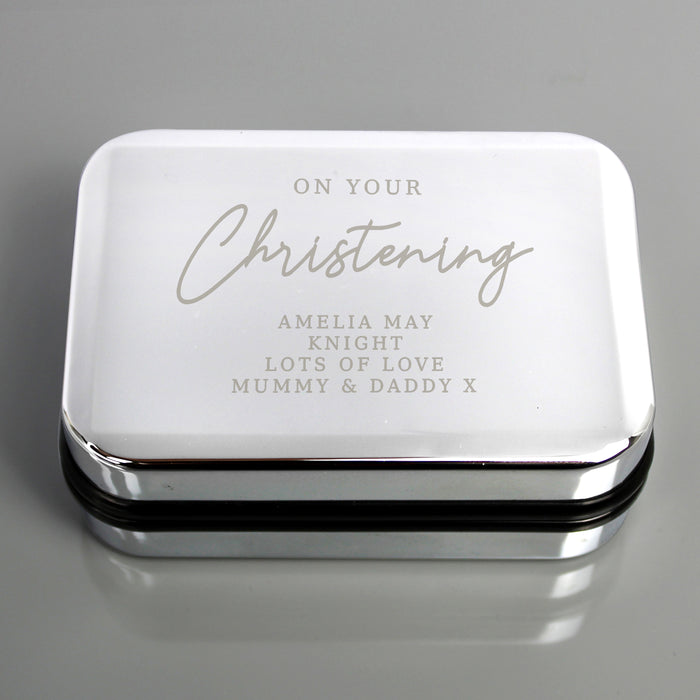 Personalised Christening Trinket Box For Necklace